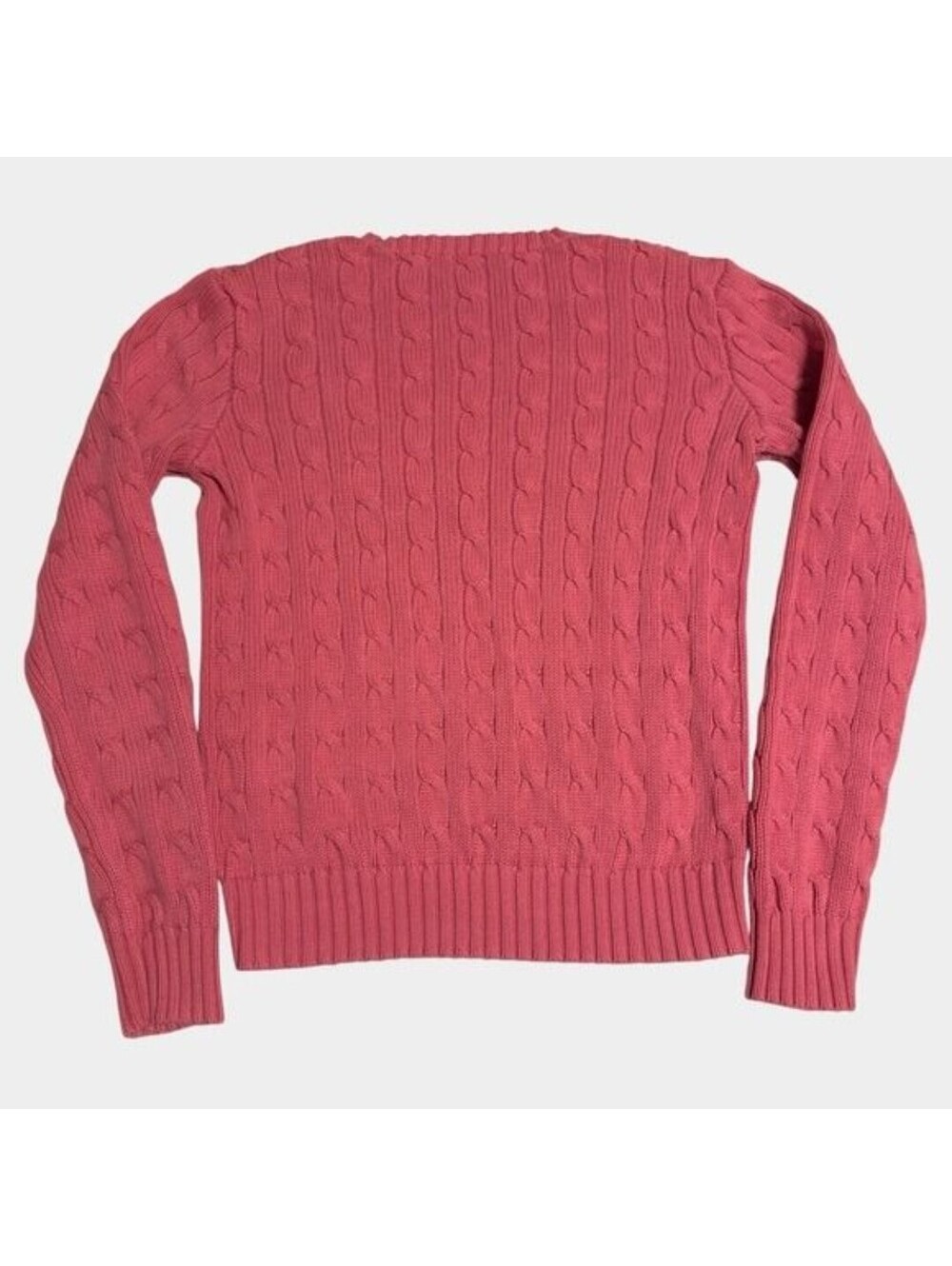 Ralph Lauren Pink Cable Knit Cotton Sweater Small - Picture 3 of 5